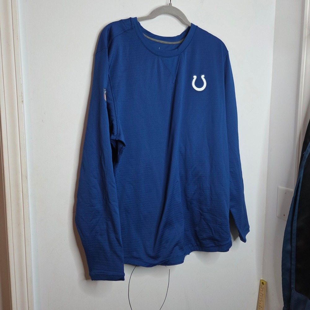 Nike NFL Onfield Apparel Indianapolis Colts Blue Grid Long Sleeve Shirt Mens XL